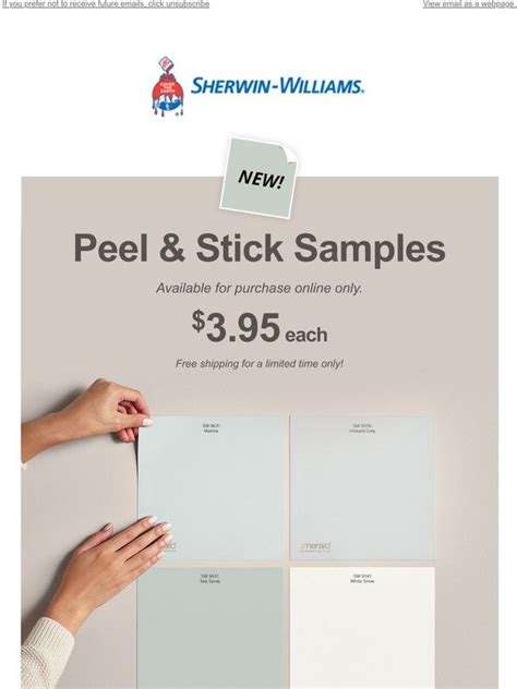 It's better for the environment too. . Sherwin williams peel and stick paint samples